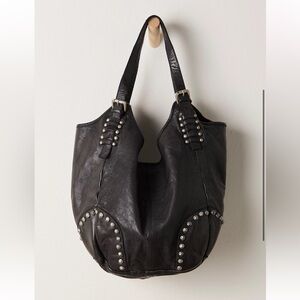 Free People Black Studded Hobo Bag